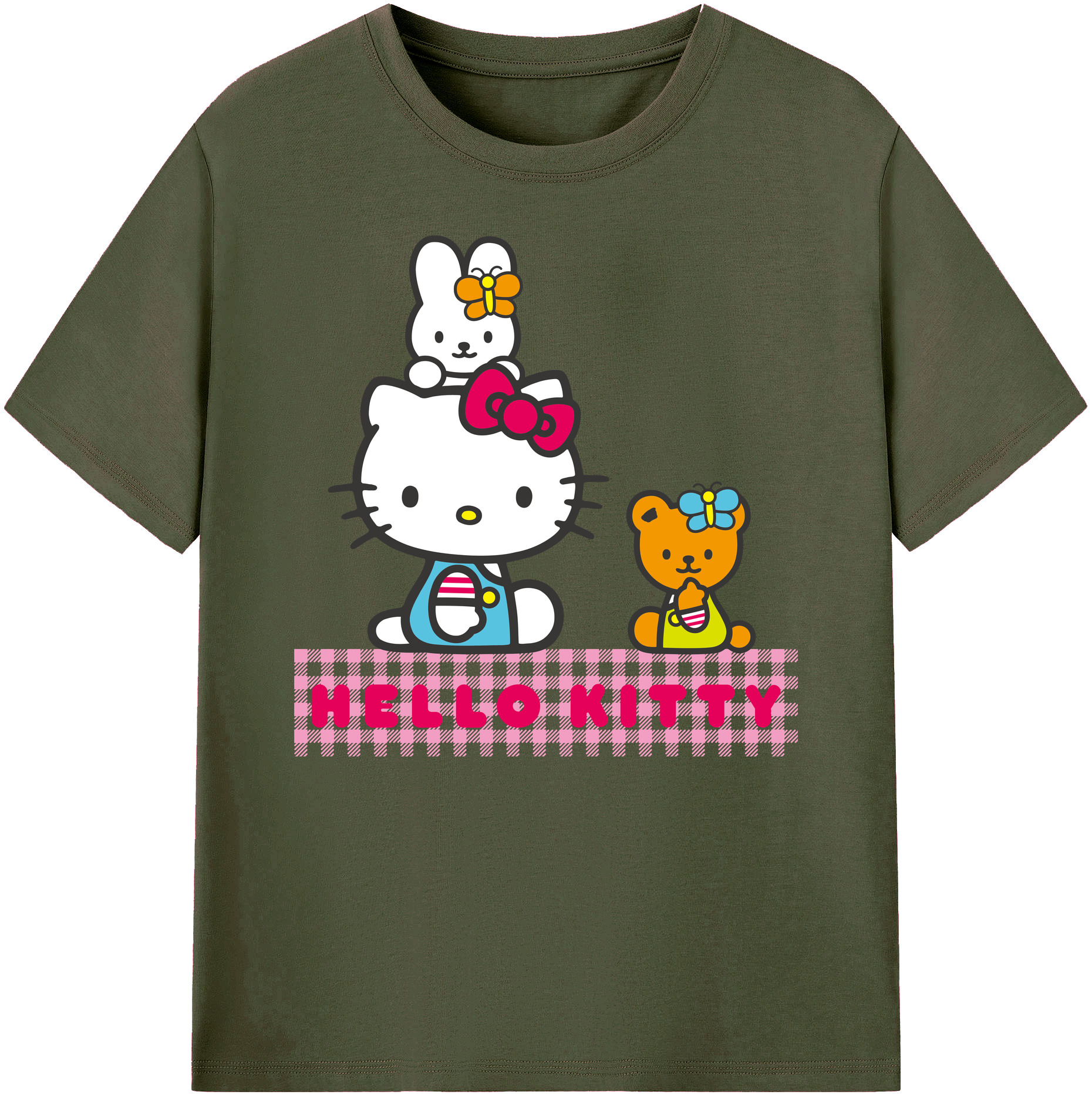 （画像用） Hello Kitty ハローキティ 綿100％ メンズ半袖Tシャツ｜肌触りやわらか＆通気性
